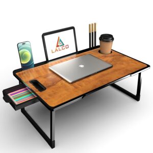 LALCO Laptop Bed Tray Table, Laptop Desk for Bed,Foldable Lap Desk Stand Notebook Desk Game Drying Laptop Table for Bed Portable Notebook Bed Tray Lap Tablet with Cup Holder (BUSCOTTED (Wood)) LALCO Laptop Bed Tray Table, Laptop Desk for Bed,Foldable Lap Desk Stand Notebook Desk Game Drying Laptop Table for Bed Portable Notebook Bed Tray Lap Tablet with Cup Holder (BUSCOTTED (Wood))