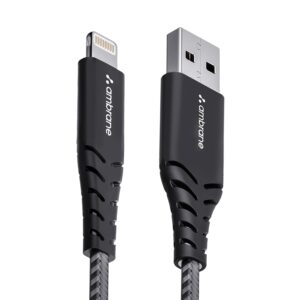 Ambrane USB To Lightning 3A Fast Charging Braided Lightning Cable Compatible For iPhone 14,13, 12,11, X, 8, 7, 6, 5, Ipad, Macbook, Imac, Airpods, 480Mbps Data Sync, 1.5Meter Long (RCL -15, Black) Ambrane USB To Lightning 3A Fast Charging Braided Lightning Cable Compatible For iPhone 14,13, 12,11, X, 8, 7, 6, 5, Ipad, Macbook, Imac, Airpods, 480Mbps Data Sync, 1.5Meter Long (RCL -15, Black)