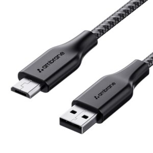 Ambrane Unbreakable 60W / 3A Fast Charging 1.5m Braided Micro USB Cable for Smartphones, Tablets, Laptops & Other Micro USB Devices, 480Mbps Data Sync, Quick Charge 3.0 (RCM15, Black) Ambrane Unbreakable 60W / 3A Fast Charging 1.5m Braided Micro USB Cable for Smartphones, Tablets, Laptops & Other Micro USB Devices, 480Mbps Data Sync, Quick Charge 3.0 (RCM15, Black)