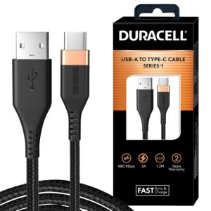 Duracell Usb-A To Type C, 65W Braided Sync&Fast Charging USB Cable, 3.9 Feet(1.2M), Qc 2.0/3.0 Ultra Fast Charging, For Samsung, Mi, Realme, Oppo, One Plus, Seamless Data Transmission, Series 1,Black Duracell Usb-A To Type C, 65W Braided Sync&Fast Charging USB Cable, 3.9 Feet(1.2M), Qc 2.0/3.0 Ultra Fast Charging, For Samsung, Mi, Realme, Oppo, One Plus, Seamless Data Transmission, Series 1,Black