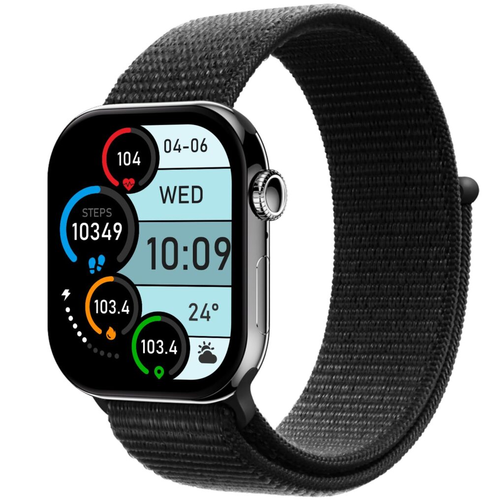 Fire-Boltt Ring X Smart Watch with 2.01” Always-On Display, Bluetooth Calling, Wireless Charging, AI Voice Assistant, 500+ Watch Faces, Health Suite, Smart Watch for Man & Woman – Black N
