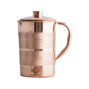 Indian Art Villa Copper Luxury Design Jug with Lid and Handle – 1650 ML, Water Jug with Ayurveda Health Benefits, Elegant Tableware for Home, Office & Gifting Indian Art Villa Copper Luxury Design Jug with Lid and Handle – 1650 ML, Water Jug with Ayurveda Health Benefits, Elegant Tableware for Home, Office & Gifting