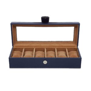Leather World Engineered Wood Watch Box Holder Organizer Case In 6 Slots Of Watches For Men And Women With Transparent Display (Blue) Leather World Engineered Wood Watch Box Holder Organizer Case In 6 Slots Of Watches For Men And Women With Transparent Display (Blue)