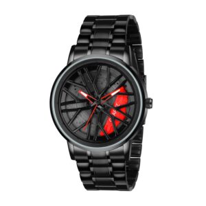 Matrix MotionX | Spinning Car Wheel Dial with Black Coated Stainless Steel Chain & Butterfly Double Snap Lock for Men & Boys Matrix MotionX | Spinning Car Wheel Dial with Black Coated Stainless Steel Chain & Butterfly Double Snap Lock for Men & Boys