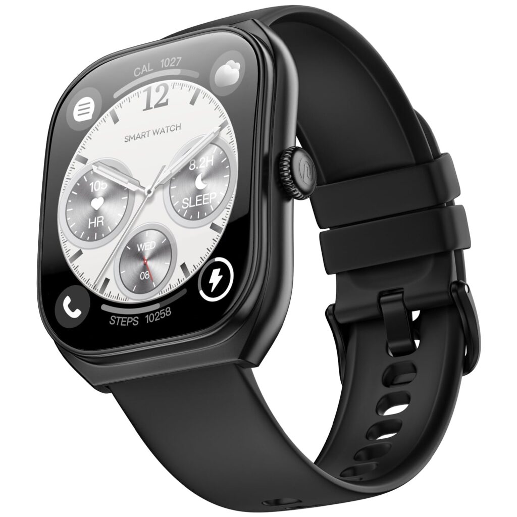 Noise Icon Arc 2.01″ Immersive Curved Display Smartwatch, 10-Day Battery, 1ATM Water Resistant, Functional Crown, 100+ Sports Modes, Health Suite™, Voice Assistant, Built-in Games (Jet Black)