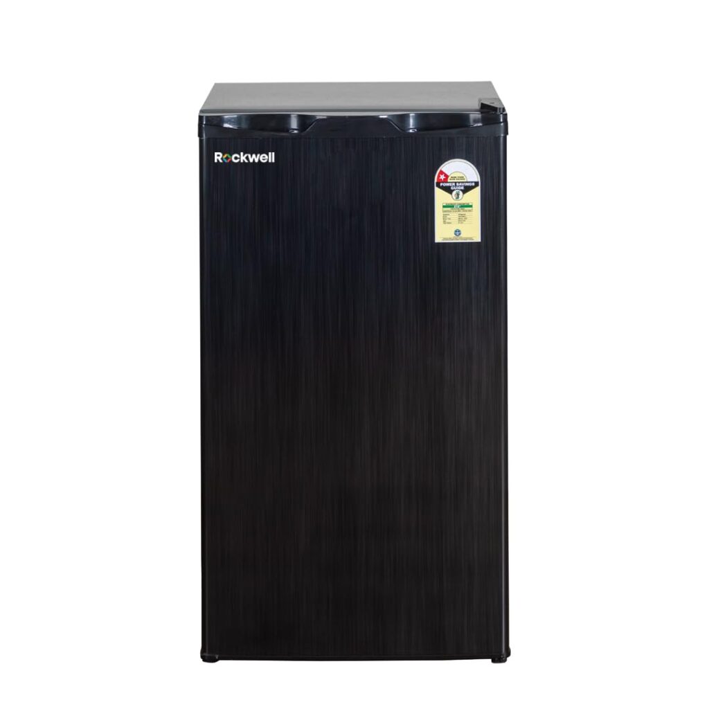 ROCKWELL 91L Mini Fridge with 5 Year Warranty, Direct Cool Technology, Single Door Refrigerator Ideal for Bedroom, Small Spaces, Hostels, and Offices, Grey