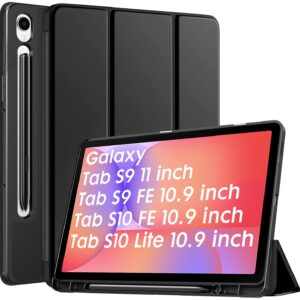 Robustrion Cover for Samsung Galaxy Tab S10 Lite 10.9″ / Tab S9 FE/Tab S10 FE/Tab S9 11″ with [S Pen Holder], Flip Case for Samsung Tab S10 Lite /S10/S9 FE Tablet Cover [Auto Sleep Wake] – Black
