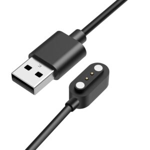 Sounce USB Smartwatch Charging cable for Boat Xtend, Boat Storm Boat Wave Lite, Noise Colorfit Pulse, Noise Pulse Grand, Fireboltt Ninja 3, Colorfit Ultra/Ultra 2,& All 2 Pin Watch (Black)