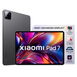 XIAOMI Pad 7 |Qualcomm Snapdragon 7+ Gen 3 |28.35cm(11.16″) Display |8GB, 128GB |3.2K CrystalRes Display |HyperOS 2 |68 Billion+ Colours |Dolby Vision Atmos |Quad Speakers |Wi-Fi 6 |Graphite Grey XIAOMI Pad 7 |Qualcomm Snapdragon 7+ Gen 3 |28.35cm(11.16″) Display |8GB, 128GB |3.2K CrystalRes Display |HyperOS 2 |68 Billion+ Colours |Dolby Vision Atmos |Quad Speakers |Wi-Fi 6 |Graphite Grey