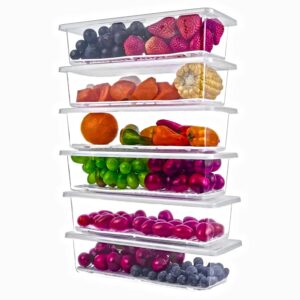Xiran 6 Fridge Storage Boxes Fridge Organizer With Removable Drain Plate&Lid Stackable Fridge Storage Containers Plastic Freezer Storage Containers For Fish,Meat,Vegetables,Fruits(1500Ml),Transparent Xiran 6 Fridge Storage Boxes Fridge Organizer With Removable Drain Plate&Lid Stackable Fridge Storage Containers Plastic Freezer Storage Containers For Fish,Meat,Vegetables,Fruits(1500Ml),Transparent