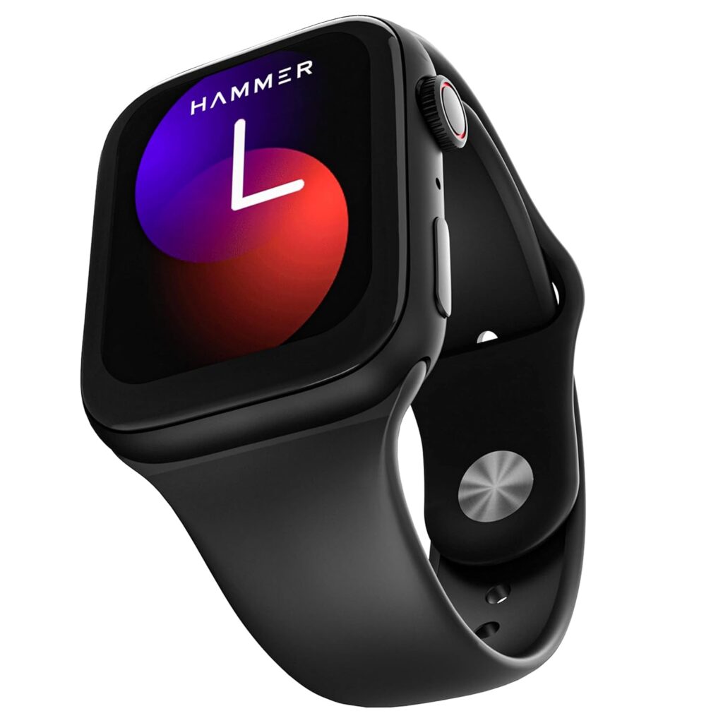 HAMMER Ace 3.0 Bluetooth Calling Smart Watch with Largest 1.85″ IPS Display, Dual Mode, Spo2, Heart Rate, Strong Metallic Body & Skin Friendly Strap (Black)
