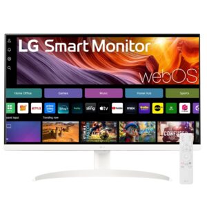 LG 32SR75U, 32 inch (81.28 cm), 4K UHD 3840 x 2160, White, HDR10, WebOS, USB Type-C, Apple AirPlay 2, Screen Share, Bluetooth, Built-in Speaker, Height Adj., HDMI, USB, Remote Control Smart Monitor