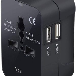 rts Universal Travel Adapter, International All in One Worldwide Travel Adapter and Wall Charger with USB Ports with Multi Type Power Outlet USB 2.1A,100-250 Voltage Travel Charger (Black) rts Universal Travel Adapter, International All in One Worldwide Travel Adapter and Wall Charger with USB Ports with Multi Type Power Outlet USB 2.1A,100-250 Voltage Travel Charger (Black)