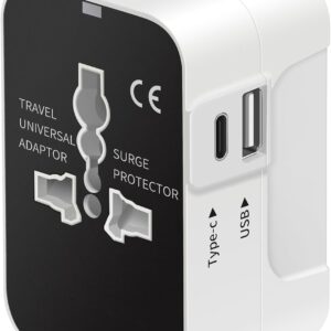 rts Universal Travel Adapter – Type C USB-C, 3-in-1 Universal Adapter Plug, Travel Accessory With 1 USB-C, 2.4A, All-In-One For Phone, Laptop, Mobile, Tablet, White rts Universal Travel Adapter – Type C USB-C, 3-in-1 Universal Adapter Plug, Travel Accessory With 1 USB-C, 2.4A, All-In-One For Phone, Laptop, Mobile, Tablet, White