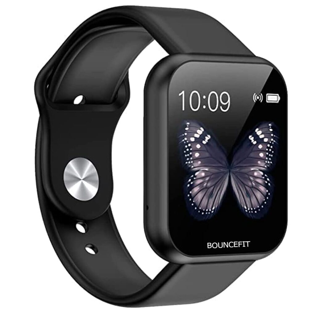 Bouncefit D20 Y68 Fitness Band Smart Watch for Men, Women, Boys, Girls, Kids – Single Touch Interface, Water Resistant, Workout Modes, Quick Charge Sports Smartwatch – O Black