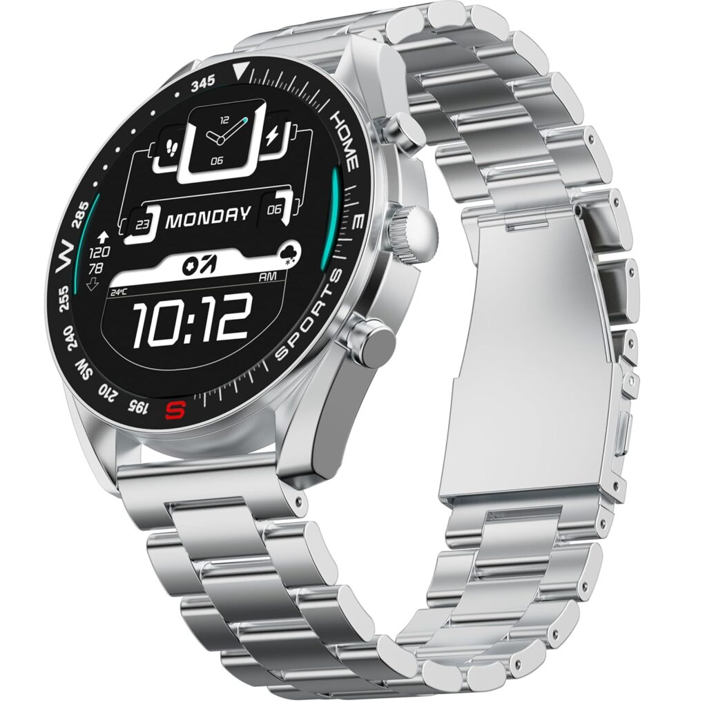 Boult GOBOULT (Formerly Mirage Smart Watch 1.39”HD Screen, Bluetooth Calling, IP67, Zinc Alloy Frame, 500 Nits Brightness, AI Voice Assistant, SpO2 Monitoring, 120+ Sports Mode (INOX Steel)