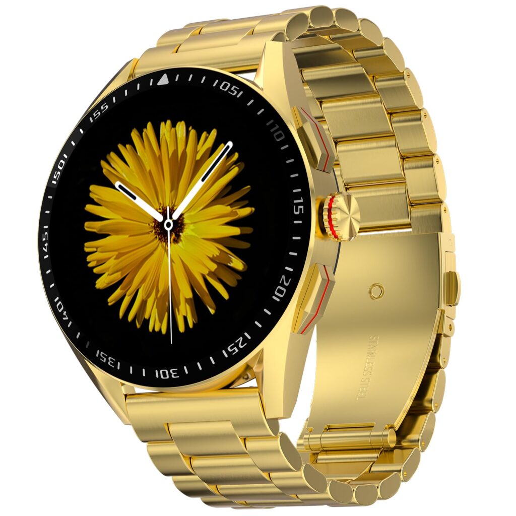 Fire-Boltt Invincible Plus 1.43″ AMOLED Display Smartwatch with Bluetooth Calling, TWS Connection, 300+ Sports Modes, 110 in-Built Watch Faces, 4GB Storage & AI Voice Assistant (Gold SS)