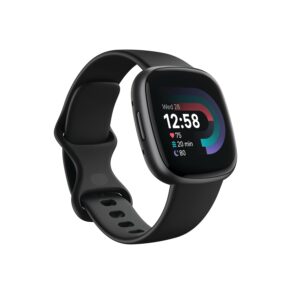 Fitbit Versa 4 Fitness Watch (Black/Graphite Aluminium) with 6-Month Premium Membership