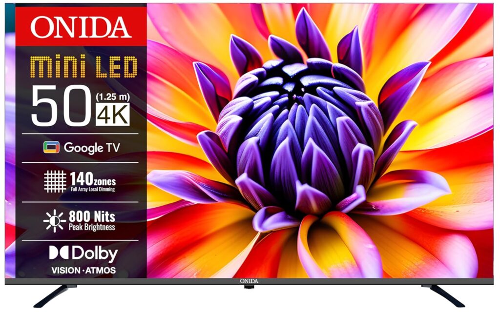 Onida 127 cm (50 inchs) Nexg Series 4K Ultra HD Smart QLED Mini LED Google TV MZ50MIN