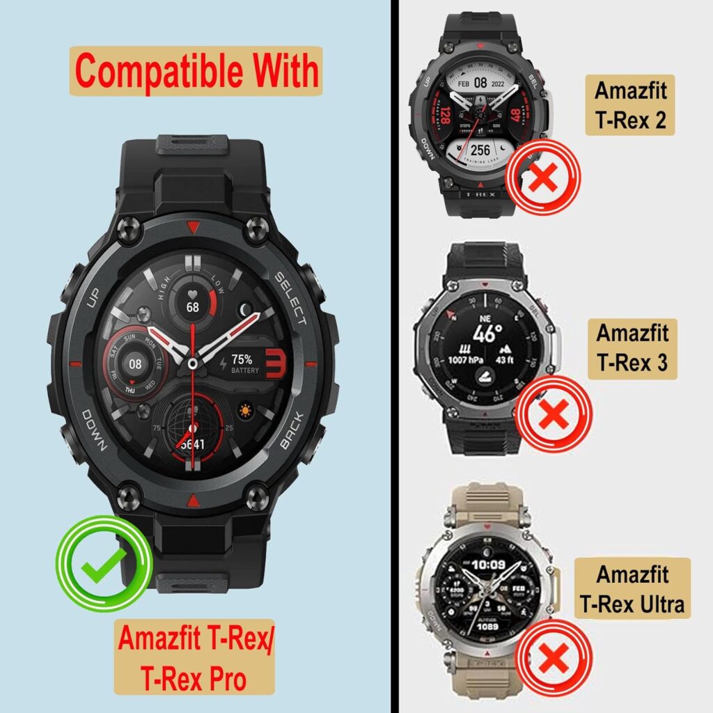 YODI Sporty Silicone watch Strap Band Compatible With Amazfit T-Rex/Amaz fit T-Rex Pro Smart Watch Only Compatible For Amazfit Smartwatch Strap, uses for Men, Women Boys and Girls