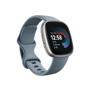 Fitbit Versa 4 Fitness Watch (Waterfall Blue/Platinum Aluminium) with 6-Month Premium Membership