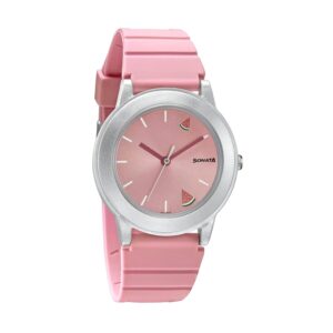 Sonata Play Quartz Analog Pink Dial Pink Plastic Strap Watch for Women – NT8992PP10W