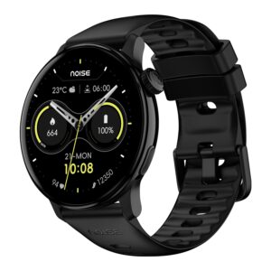 Noise Pro 6R 1.46″ AMOLED Smart Watch, 1000 NITS, Powered by AI Pro, Built-in GPS, Strava Integration, Stainless Steel Dial, Video Watch Faces, 3ATM, Emergency SOS, TWS Connectivity-Jet Black