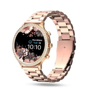 GameSir Premium Luxurious Gen 12 Smartwatch, HD Display, Activity Tracker, Bluetooth Calling, Customizable Watch Faces, Water Resistant Smartwatch for Women & Girls (Rose Gold)