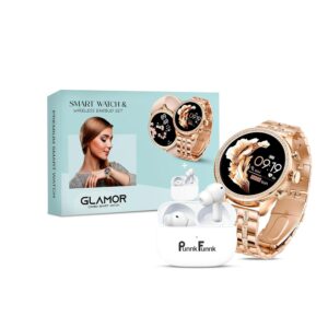 PunnkFunnk Newly Launched Luxury Glamor Smartwatch for Women with Earbud, Metal Strap & HD Display, BT Calling, Multiple Watch Faces, Health Tracker, Sports Modes & Free 4 Silicone Strap(Rose Gold)