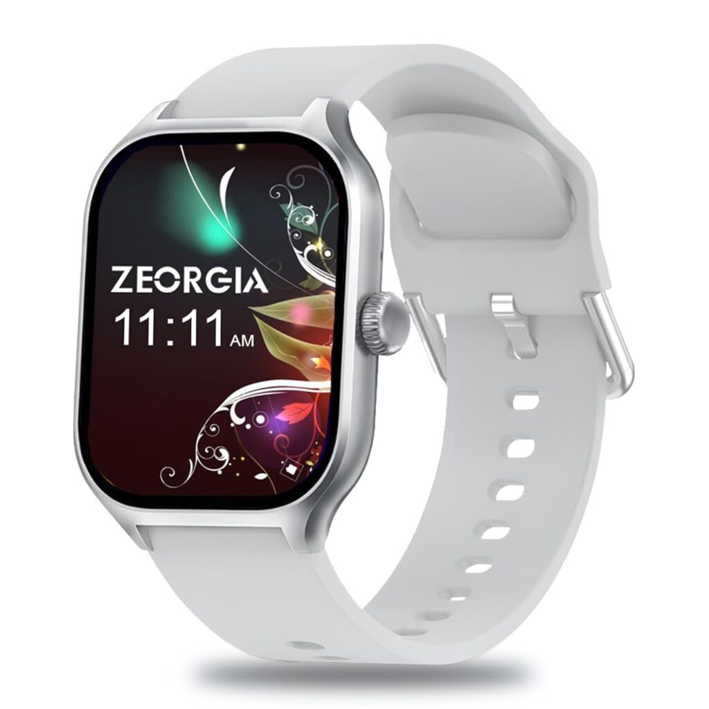 Zeorgia Nova 2.01” Smartwatch with Bluetooth Calling, Heart Rate & SpO2 Monitor, Sleep Tracking, 100+ Sports Modes, IP68 Waterproof for Men & Women Compatible with Android & iPhone (Grey)
