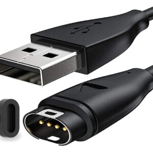 Zitel ® Charger Compatible with Garmin Forerunner 935/945/955/965, Forerunner 165/265/265s/255/245, Forerunner 745, Forerunner 55/45/45s – USB Charging Cable with Dust Plug – Black