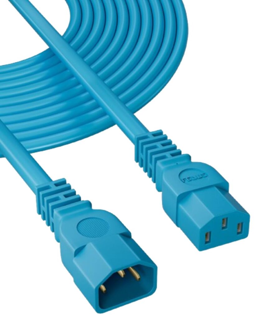 FEDUS IEC C13 to C14 Link Power Cable 250v Male Female Extension Cord Cable,18AWG 10A for Computer, Printer, SMPS, Monitor, Server, Display Heavy Gauge (Blue, 1.8 Meter)