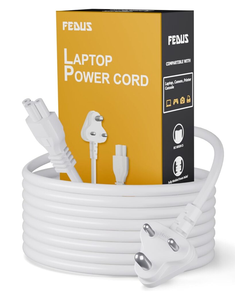 FEDUS Laptop Adapter Power Cable(1 Year Warranty) 1.8 Meter Laptop Charger Charging Cable Cord Wire Compatible with All Gaming HP,Dell,Asus