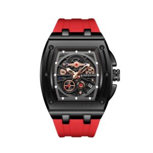 Giordano Sqaure Analog Casual Sporty Watch for Men – Mechanical-Inspired Dial, Date Display, Quartz Movement and Comfortable Silicone Strap