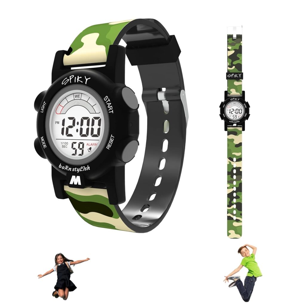 SPIKY Digital Sports Watch for Kids | Multifunctional with Luminous Display & Alarm | Water Resistant & Soft TPU Strap | Best Birthday Gift Wrist Watches for Girls & Boys | Age 3-14 yrs