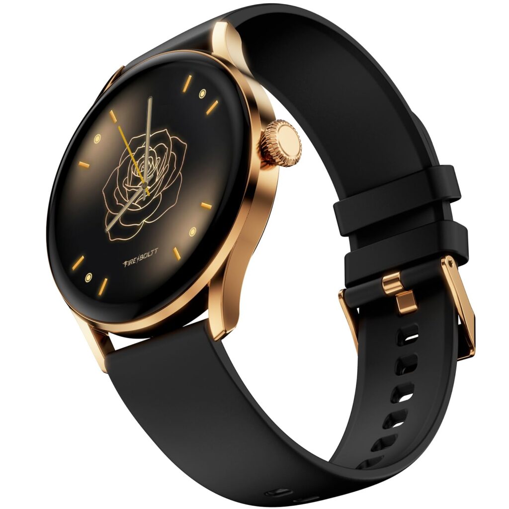 Fire-Boltt Glitz Women Smart Watch with 1.19” AMOLED Display, Bluetooth Calling, Rotating Crown, Always On Display, 1000 Nits Brightness, IP68 Waterproof Midnight Black