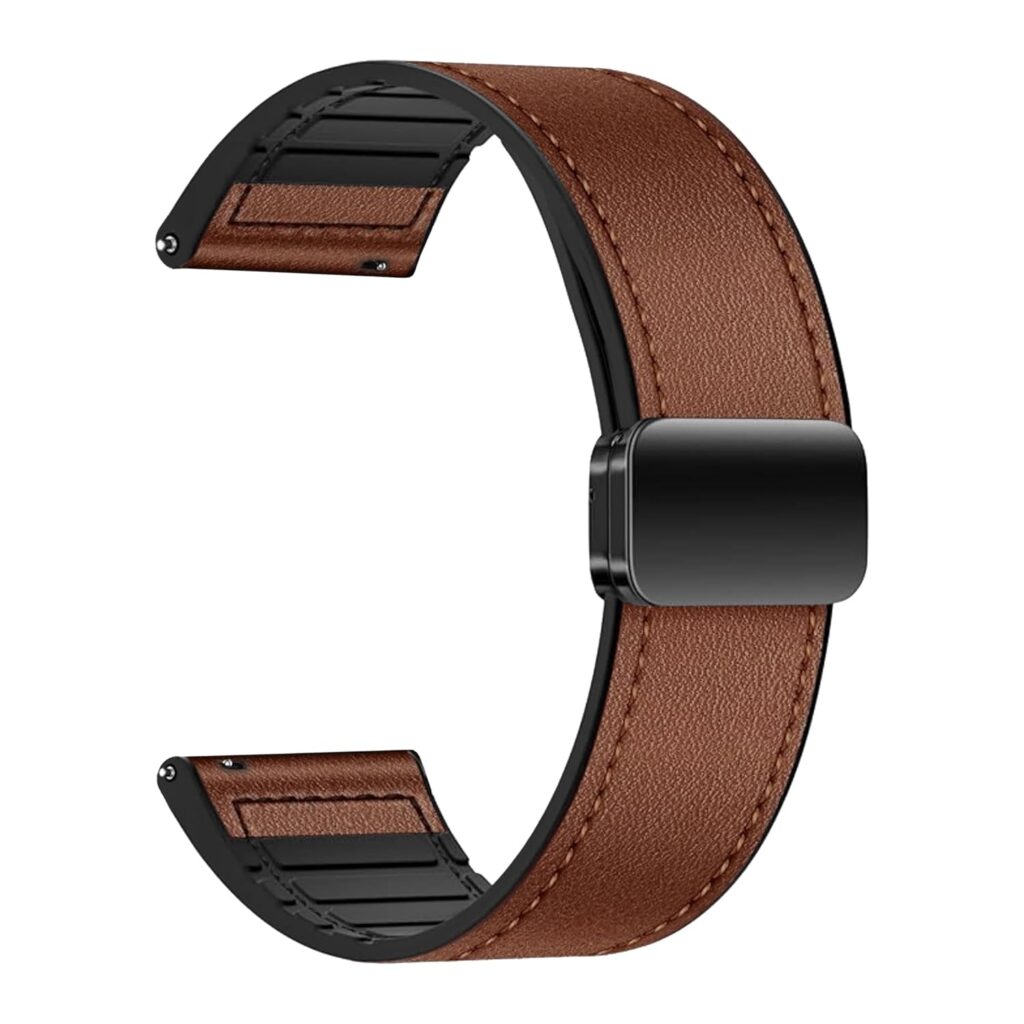 ACM Watch Strap Leather Magnetic Silicone 20mm compatible with Samsung Galaxy Watch 6 Classic 44mm & 47mm Smartwatch Belt Luxury Band