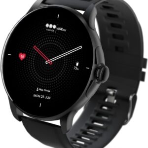 AGEasy Boat Protec Neo Smartwatch with SOS Button for Live Location Sharing | 1.43” AMOLED Display, BT Calling, Health Monitoring, QR Tray, 5 Days Battery Life | Smartwatch for Men & Women (Black)