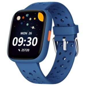 BIGGERFIVE Smart Watch for Kids, 1.8″ Fitness Tracker Watch Pedometer, Heart Rate, Sleep Monitor, IP68 Waterproof, Calorie Step Counter, Puzzle Games with/Without APP for Girls Boys Teens 5-16, Blue