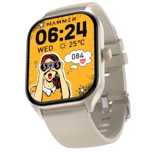 HAMMER Polar 2.01″ IPS Always on Display, Advanced Bluetooth Calling Smart Watch, Dual Mode, Voice Assistant, Rotating Crown, Sleek Desgin, Sports Modes, 500 Nits Brightness, 240×296 PX (Ice Grey)