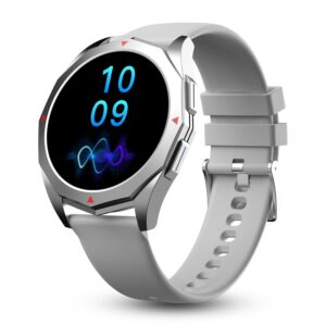 Pebble Rio Smartwatch 1.39″ AMOLED | Advanced Bluetooth Calling | Sleek Bezel-Less Polygonal Design | Metal Body | Men’s Smartwatch (Moonlight Grey)