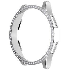 iCare Protective Case Compatible for Samsung Galaxy Watch 4 Classic 42mm (SM-R880) Case for Women Hard PC Edge Bumper Cover Bling Crystal Diamond Rhinestones Frame (Silver)